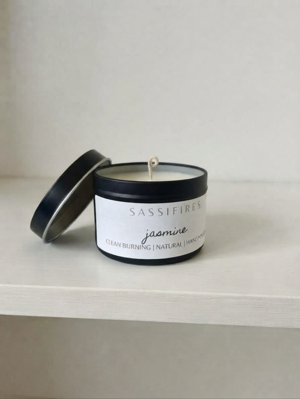 NWT Hand Poured Jasmine 4 oz Natural Tin Candle